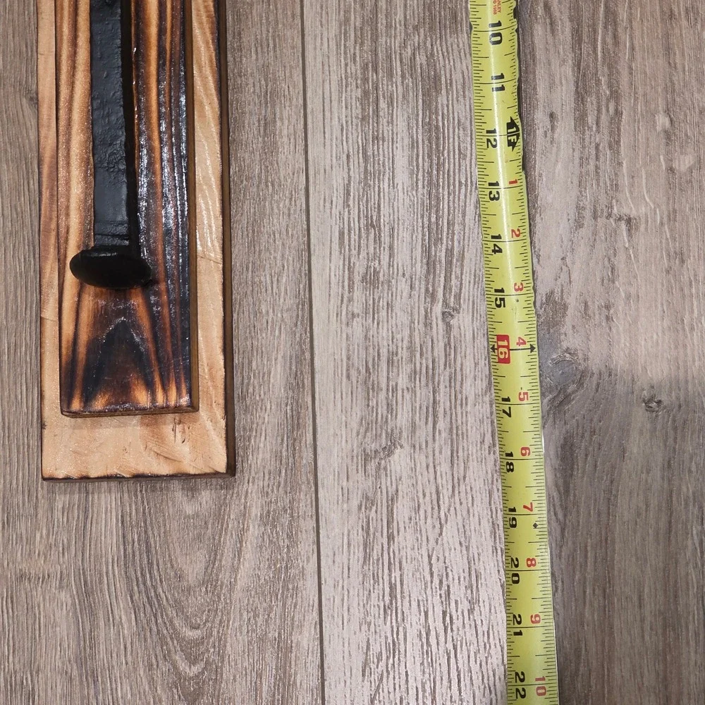 Handcrafted Distressed Wood Cross, Black Metal Nail Spikes, Rustic Spiritual Art